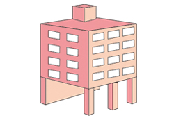 図：ピロティ形式のマンション