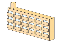 図：細長い形状のマンション